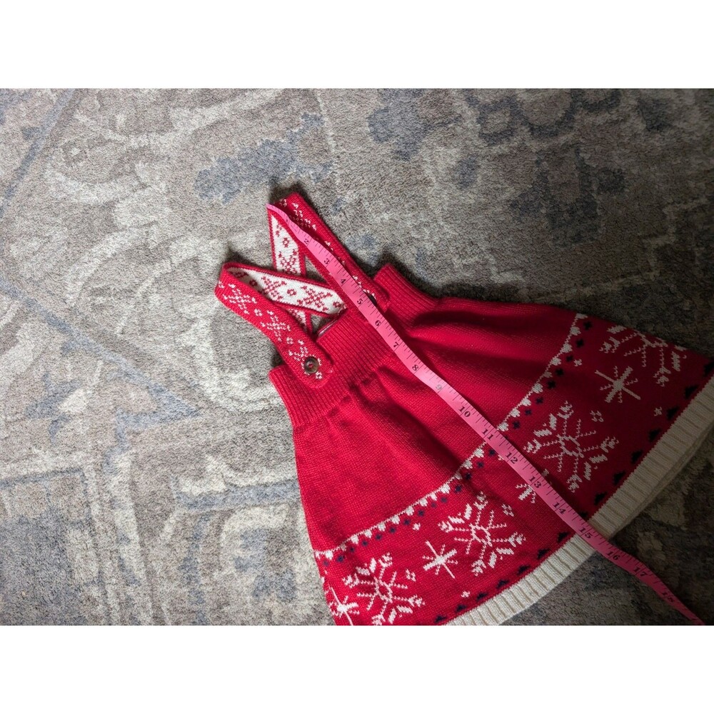 Hanna Andersson Baby Red Sweater Dress Fair Isle Size 6-12 Month Christmas Jumpe - Picture 3 of 7